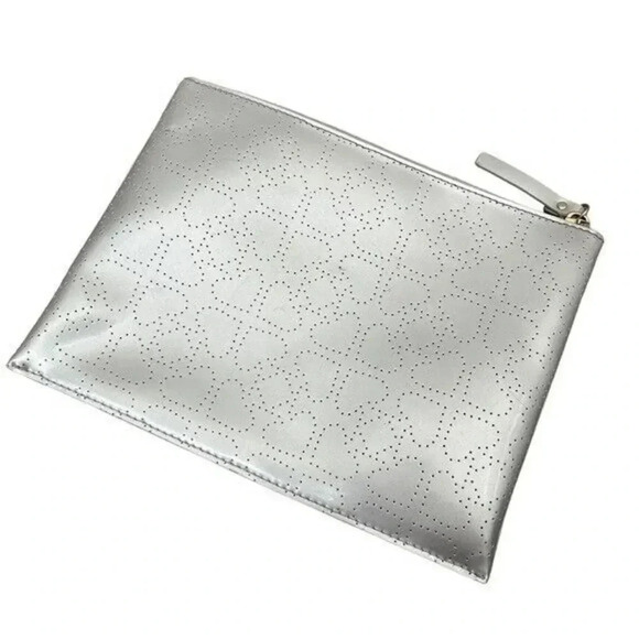 Kate Spade Silver Perforated Spade Zip Clutch - Picture 3 of 3
